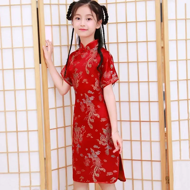 Summer Children Girls Dresses Vestidos Casual Baby Qipao Costumes Fashion Modern Cheongsam Kids Clothes Chinese Style Girl Dress 3
