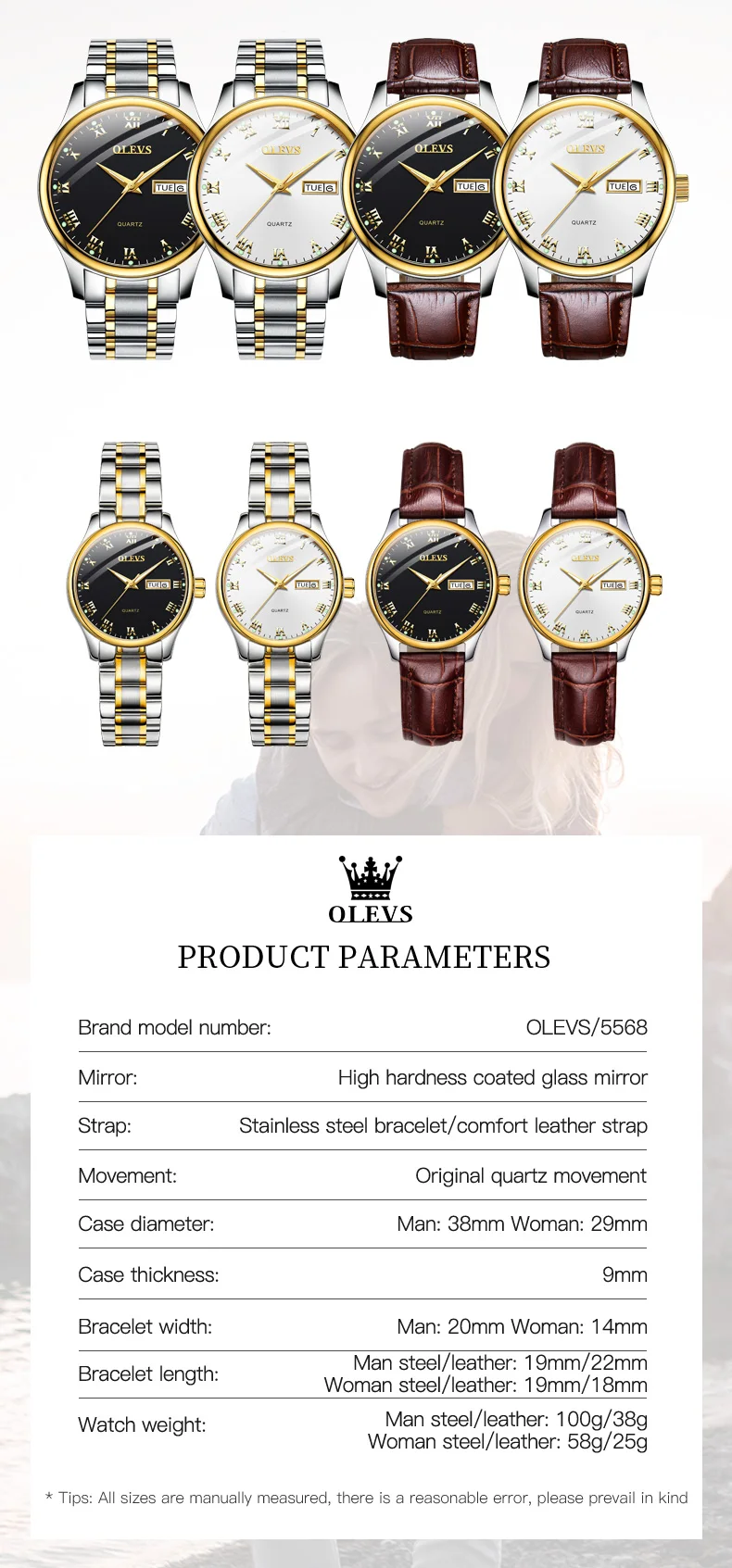 OLEVS 5568  High quality Exquisite Alloy Strap Women's Wristwatch, Waterproof Business Quartz Watch For Women Luminous Calendar