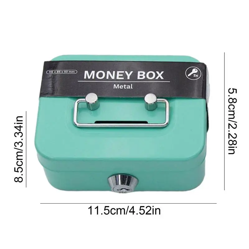 Metal Piggy Bank with Key Lock Money Box Money Saving Box Small Storage Box for Adults and Kids 6