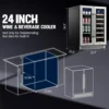 Beverage Refrigerator 24 inch, Dual Zone Wine Cooler Under Counter Lockable 20 Bottles and 88 Cans Fridge Built in Freestanding 6