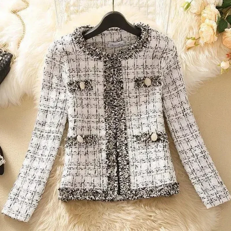 

Sandro Rivers Autumn Winter Women Tweed Jacket High quality Long Sleeve Small Fragrant Short Woolen Coat