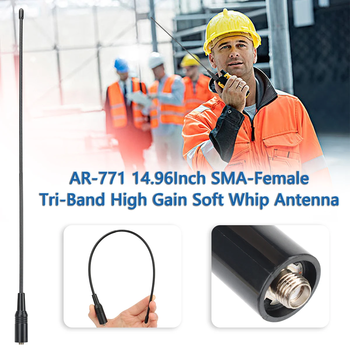 Tri-Band VHF/UHF Walkie Talkie Antenna - SMA Female/Male