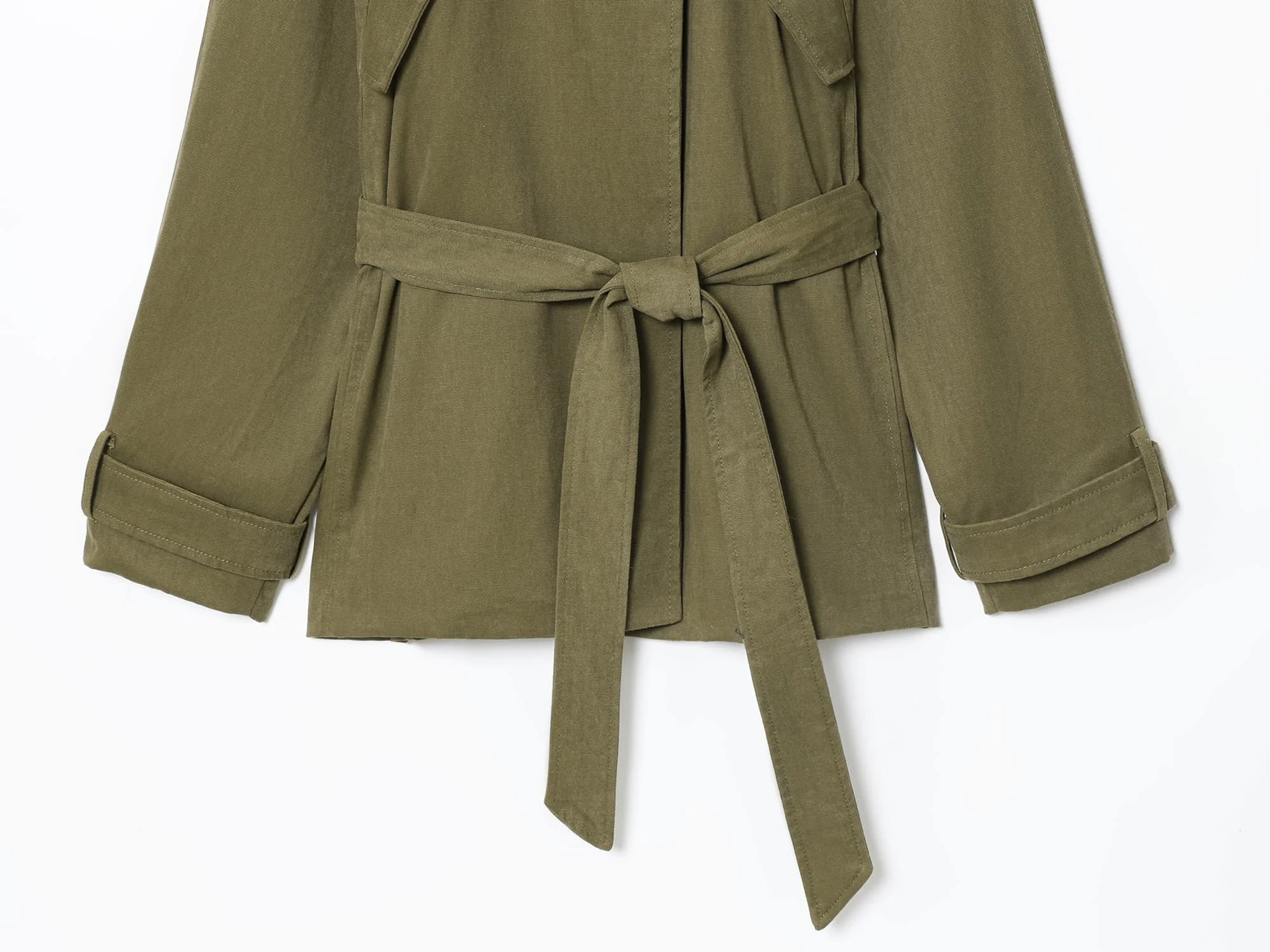 Women's Spring Autumn Trench Coat Army Green Long Sleeve With Belt Loose Windbreaker Lady Casual Versatile Jackets Streetwear