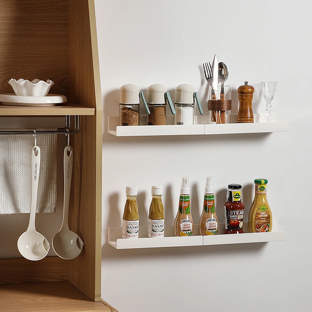 Bathroom Shelf No Drill Organizer Shower Storage Rack White Corner Shelves Wall Mounted ABS Toilet Shampoo Holder For Kitchen 6