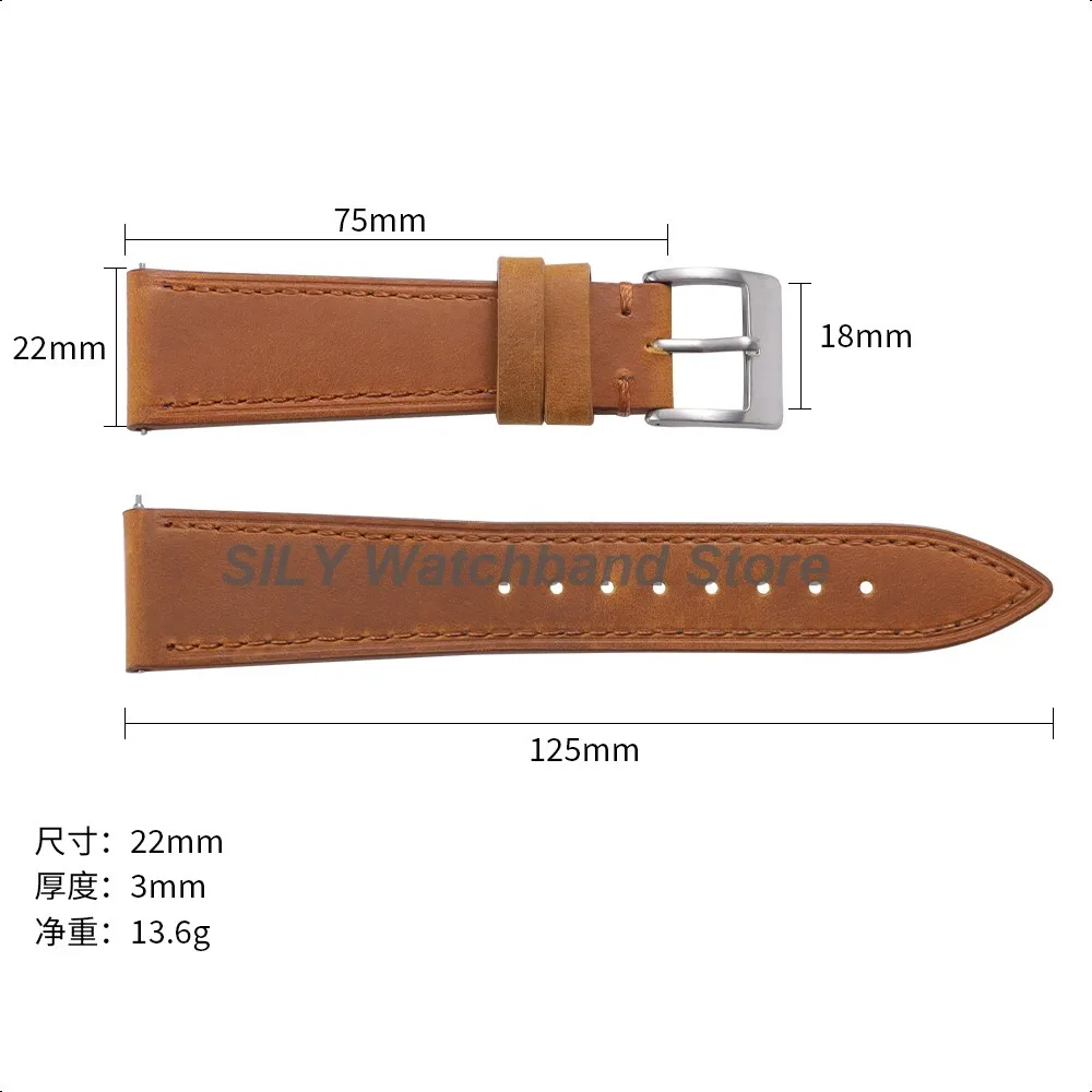 18mm 19mm 20mm 21mm 22mm 24mm Vintage Retro Kalbsleder Uhrenarmband Schnellverschluss-Armbänder Universelle Herren- und Damenarmbänder Gürtel – Detail 1