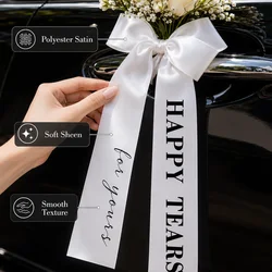 Personalized Wedding Car Ribbon with Custom Text - Elegant Satin Bow Tails for Bridal Decor and Gifts (10pc)