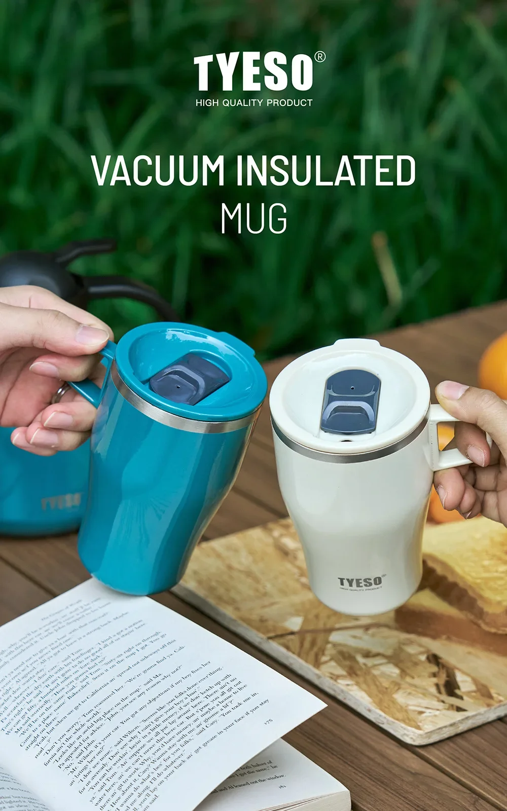 Description Picture 2 of itemTyeso Coffee Tumbler with Handle Portable Thermal Travel Mug for Hot Cold Drinks Stainless Steel Insulated Office Home Outdoor