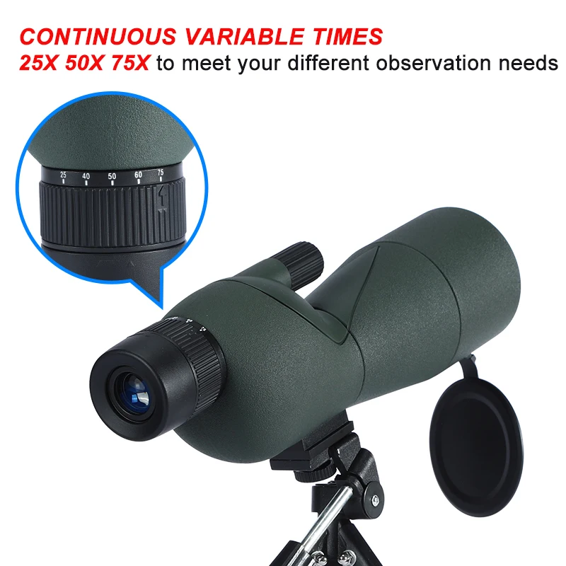 25-75x60 Spotting Scope Zoom Monocular high power telescope Bak4 Prism ED Lens For Outdoor Camping Bird Watching viewing 4