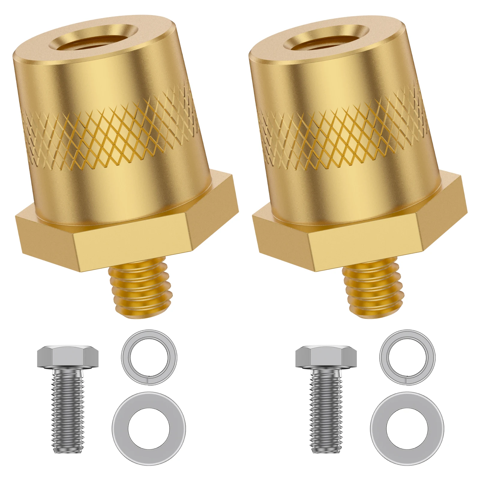 Battery Pole Adapter Pair Positive Negative Charging Post Connector M8 Thread Brass Battery Connection Terminals Car Accessorie
