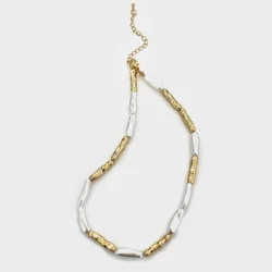 Chic Vintage Irregular Baroque Pearl Copper Necklace (Gold)