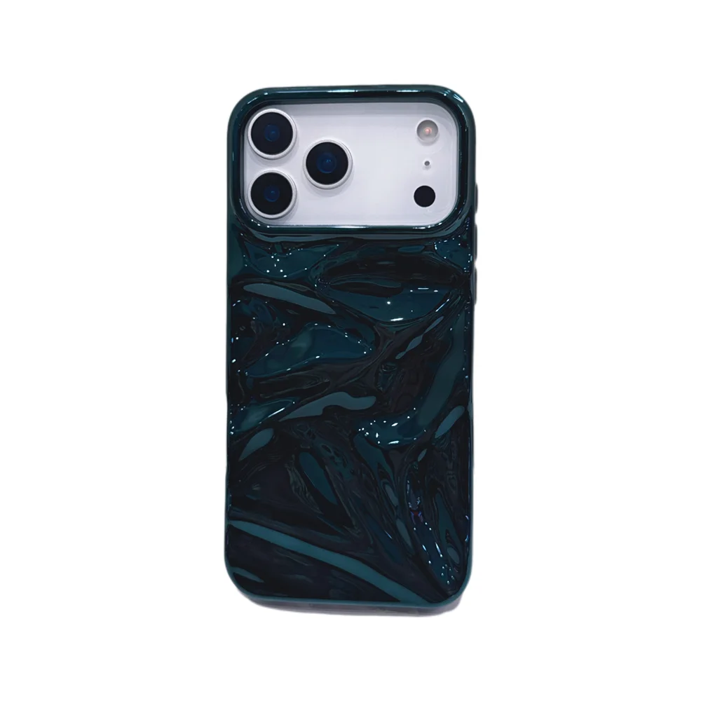 Luxury Electroplate Silvery 3D Wrinkle Phone Case - Plating Water Ripple Shockproof Cover