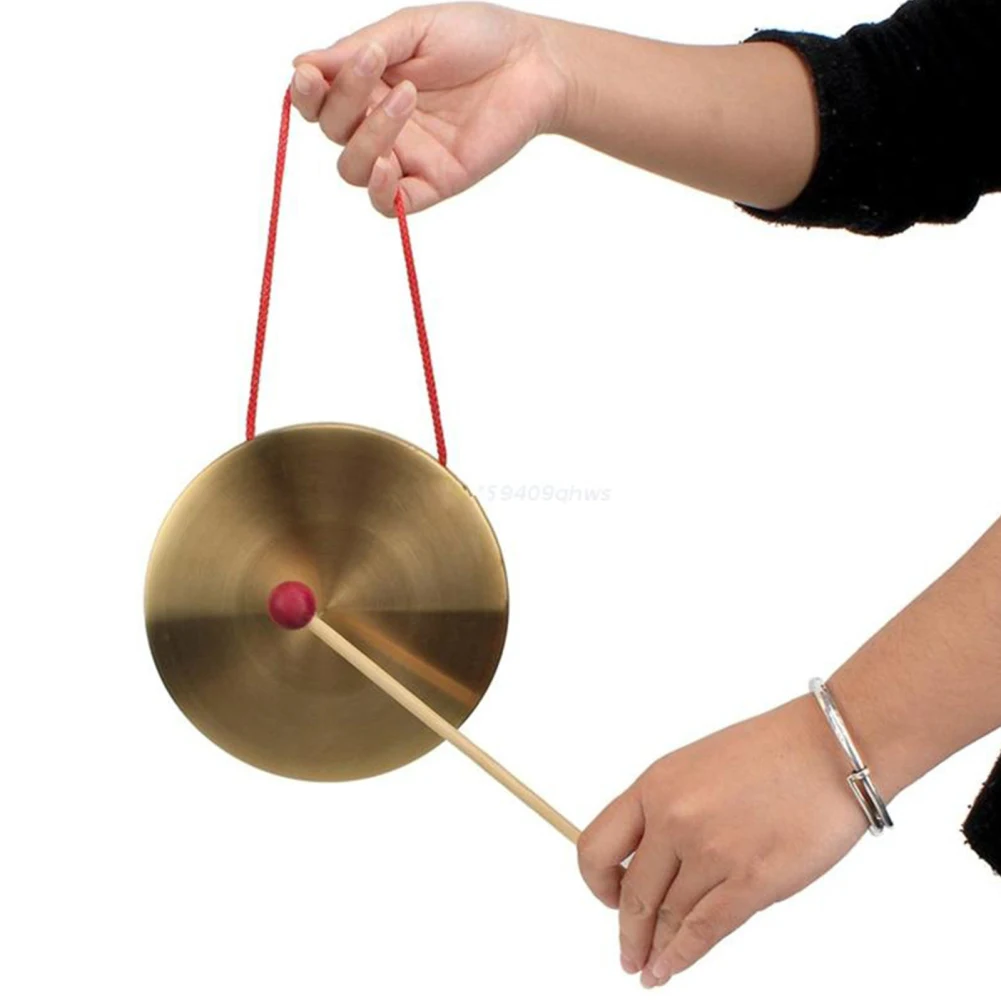 Hand Gong With Wooden Stick Copper Gongs Children Toy Traditional Chinese Folk Percussion Musical Instrument