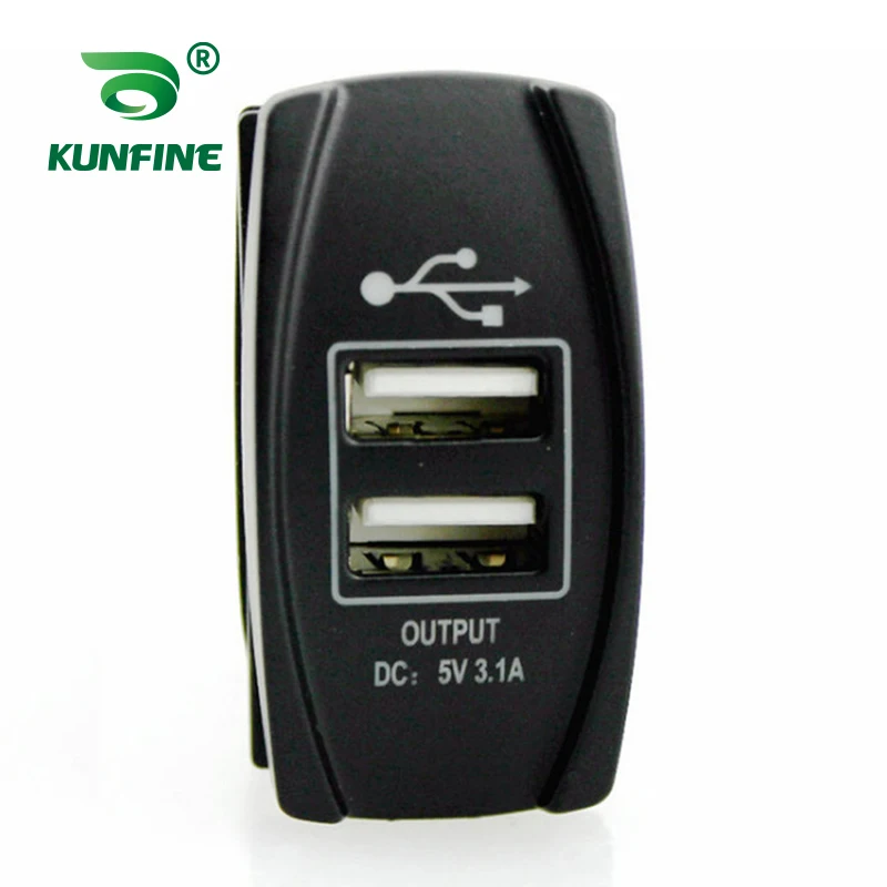 

Автомобильное зарядное устройство с двумя USB-портами 3,1 А 5 В, универсальный переключатель, стильная розетка питания для автомобиля, лодки, грузовика