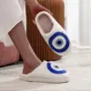 Evil Eyes Pattern Devil's Eye Embroidery stuffed Home Thick Sole plaid Furry Cotton Slippers Cute Warm Non-slip Indoor Slippers Gift Preferred 5