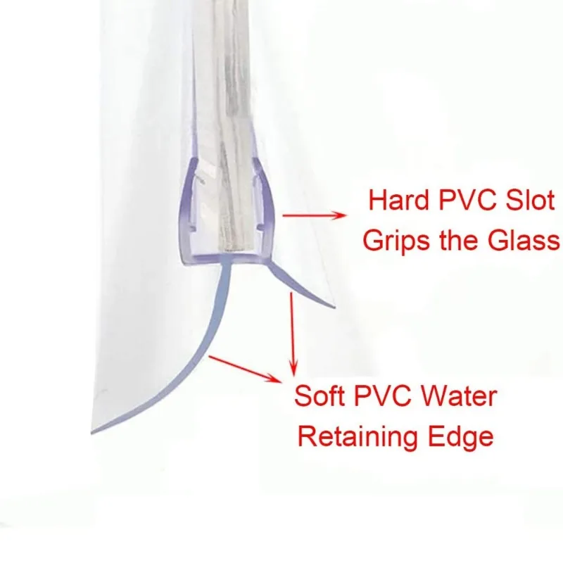 Shower Door Seal Strip PVC Frameless Shower Door Bottom Seal Drip Stripping Sweep Water Blocking Strips shower door seal