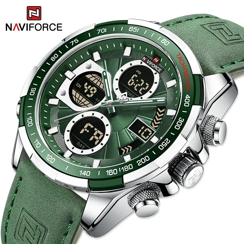 Zegarek męski NAVIFORCE, wojskowy, wielofunkcyjny chronograf, sportowy, wodoszczelny 3ATM, z alarmem, wyświetlacz dnia i daty, prezent dla mężczyzny, zegar.