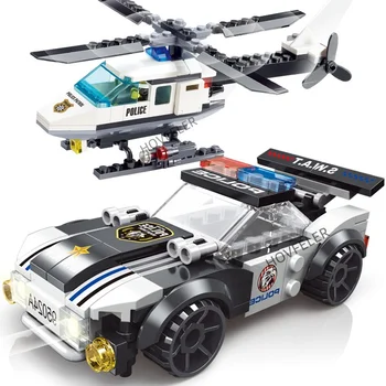 Super Police City Plane Dual-Rotor Helicopter Famous Car SWAT Building Blocks DIY MOC Classic Model Bricks for Children Kits 1