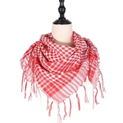 Elegant Large Arabic Shemagh with Tassel - Versatile Head and Neck Scarf (Red)