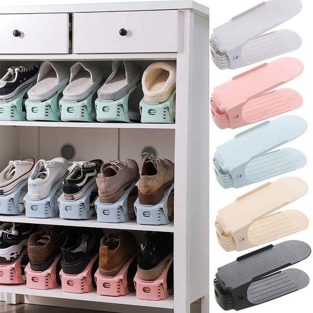 Shoe Slot Space Saving Organizer - Shoe Shelf Rack Double Storage