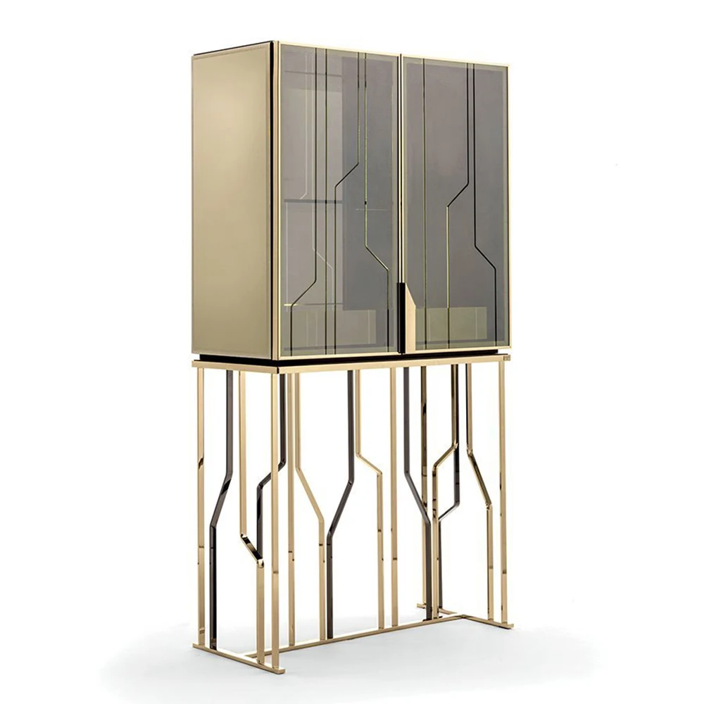 most fashionable China modern style metal wooden high quality sideboard furniture delicate home decor cabinet for apartment