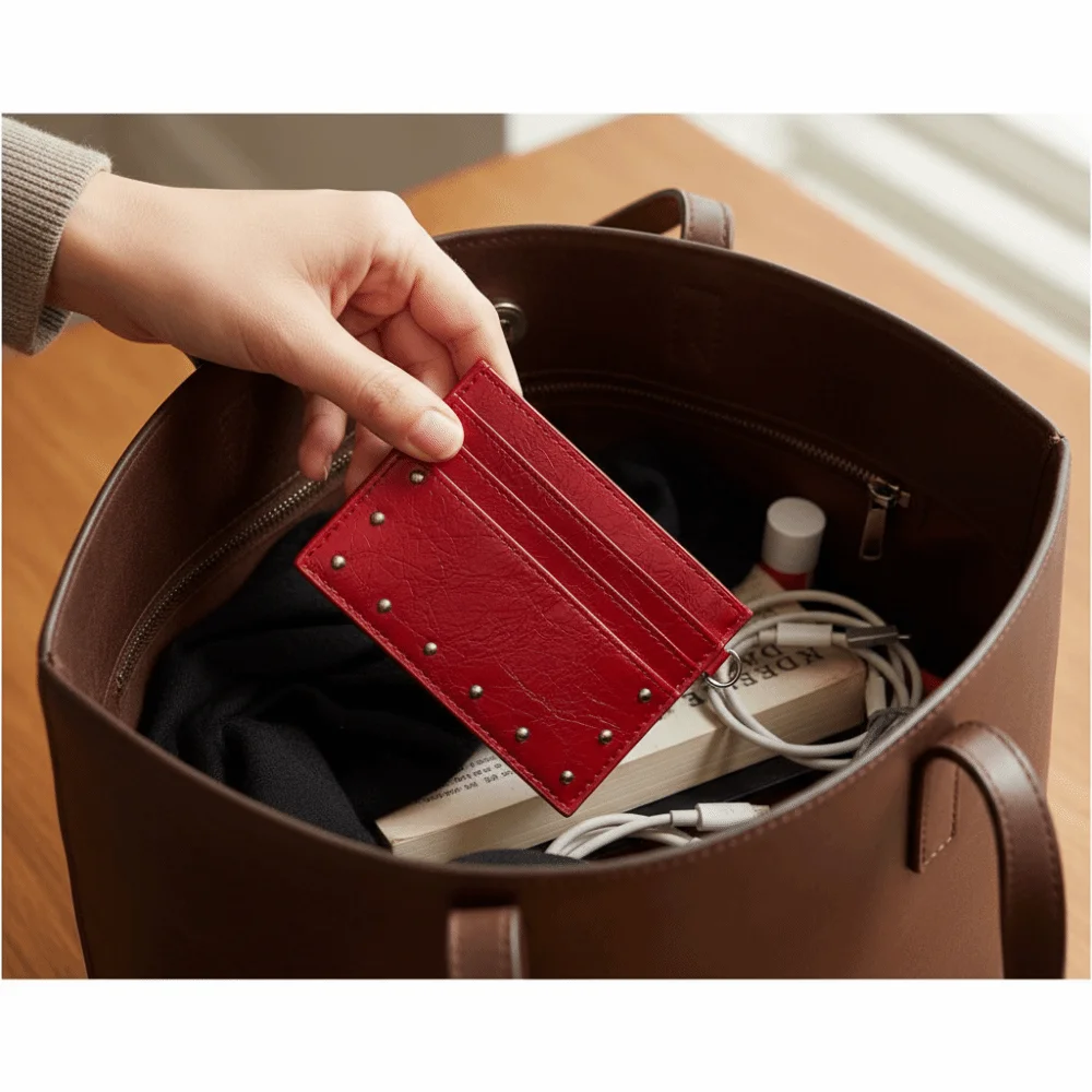 Compact Ultra Thin Cracked Leather Card Wallet Mini Size Multiple thumbnail 12