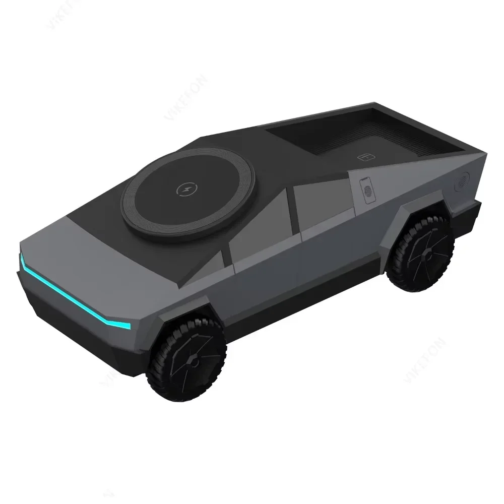 3 in 1 Magnetic Fast Wireless Charger Desktop Cybertruck Phone Stand IPhone 17 16 Pro Max Apple & Samsung Watch Airpods Pro