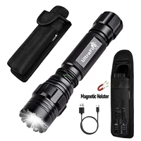 פנס טקטי UltraFire T1X עם נרתיק חגורה מגנטי 3 מצבים פנס משטרה נטען USB C 1200 לומן לקמפינג חירום 1