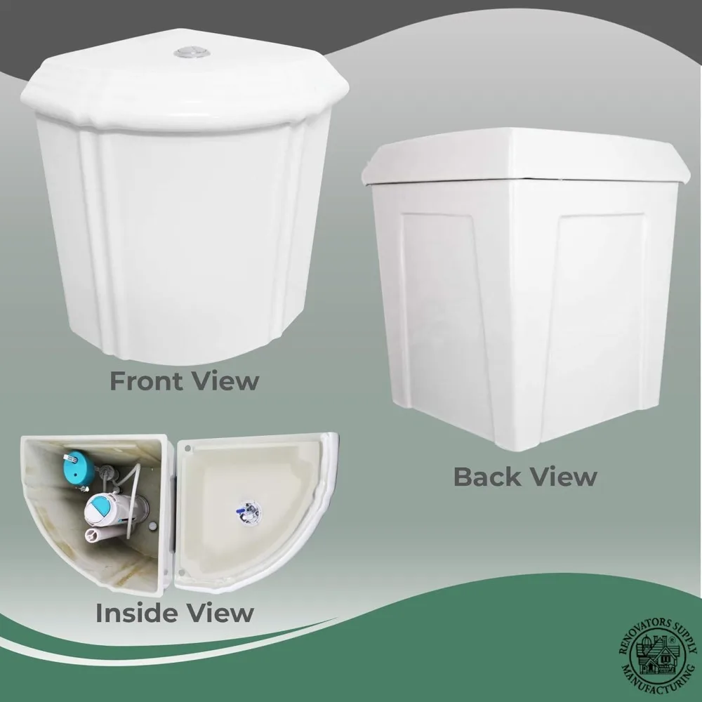 12" Corner Toilet, Dual Flush WaterSense, Slow Close Seat, White Round Bowl for Small Bathrooms
