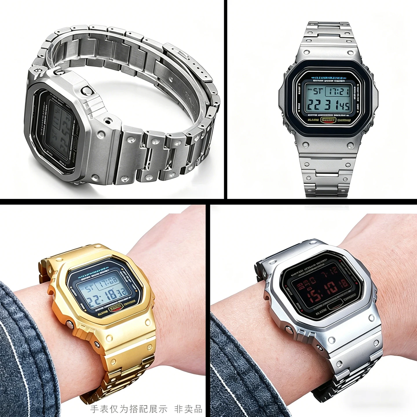 Enhanced Titanium Alloy Metal Case Mod Kit with Stainless Steel Bezel and Watchband + Tool
