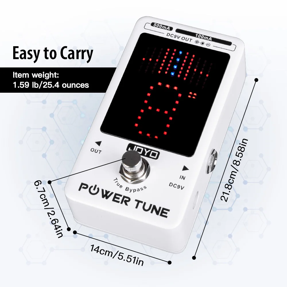 JF-18R POWER TUNE Tuner Pedal Power Supply & Guitar Tuner 2 in 1 Low Noise 8-Cha