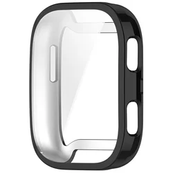 Enhanced Soft TPU Electroplated Transparent Case - Full Screen Protective Cover - Amazfit Bip Max (Black)