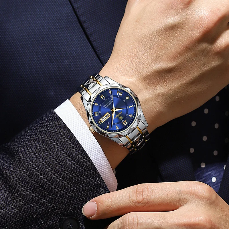 POEDAGAR Brand Business Luxury Watch Men Sport Waterproof Luminous Quartz Man Watch Steel Strap 2023 Calendar Clock Male Relógio 5