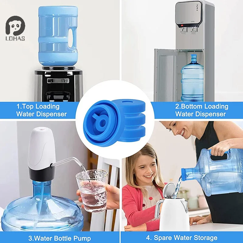 Water Bottle Replacement Lid 3 and 5 Gallon Water Jugs Lid Stopper Silicone Top Cover Drinking Bucket Anti Splash Accessories