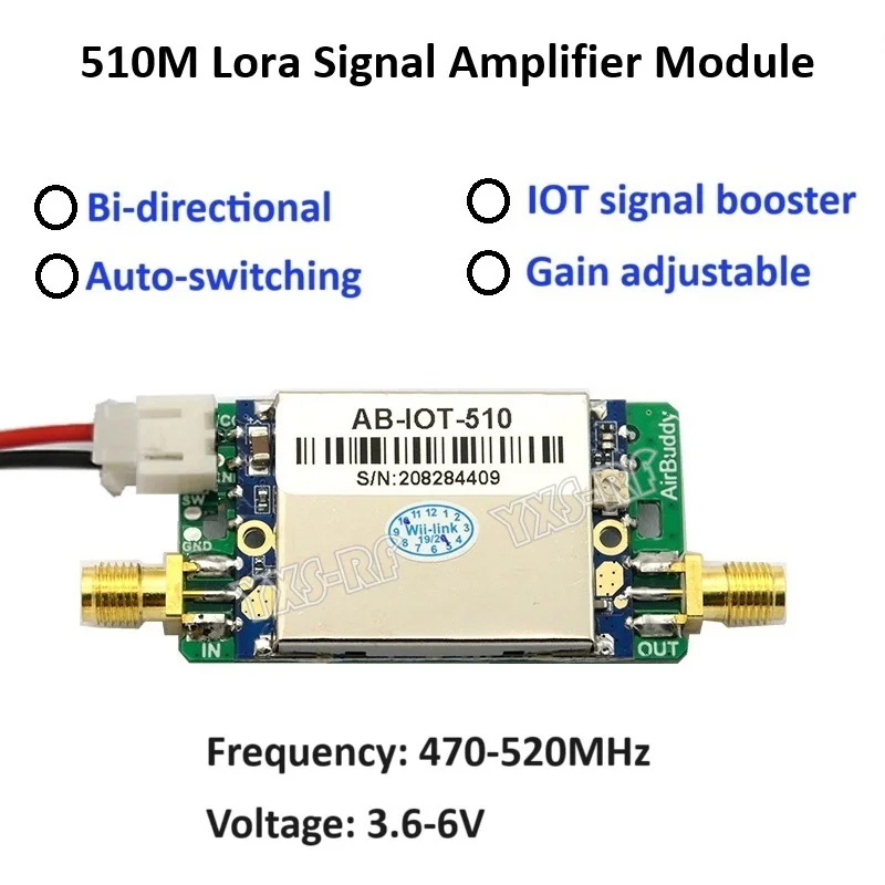 433 Mhz Antenne Two-Way Lora Signal Booster, 433MHz/510MHz JMT Power Signal Lora Antenne