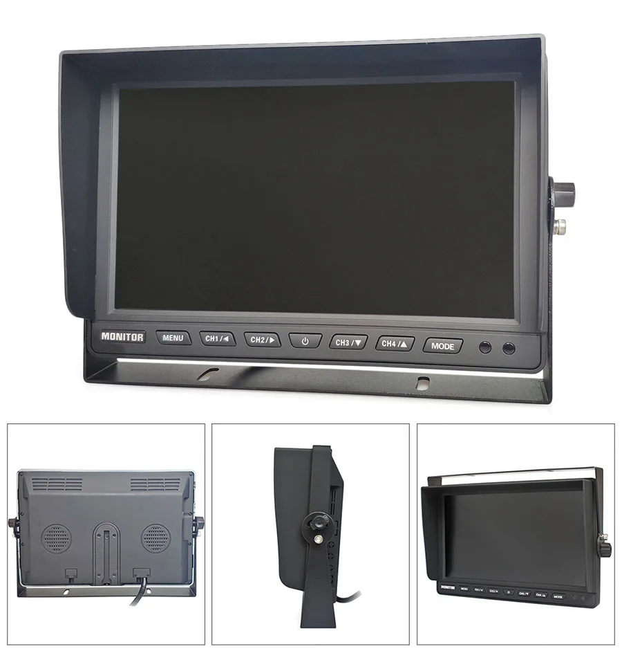 DIYSECUR 10.1inch AHD IPS 4CH 4 Split Quad Screen Display Rear View Car HD Monitor for 1080P 720P AHD CVBS Car Camera