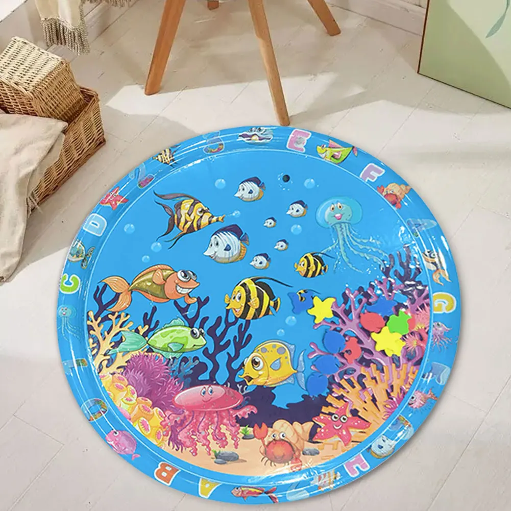 Inflatable Water Sensory Play Mat for Toddlers Crawling Water Sensory Pad PVC Baby Activities Play Mat Dog Cat Playing