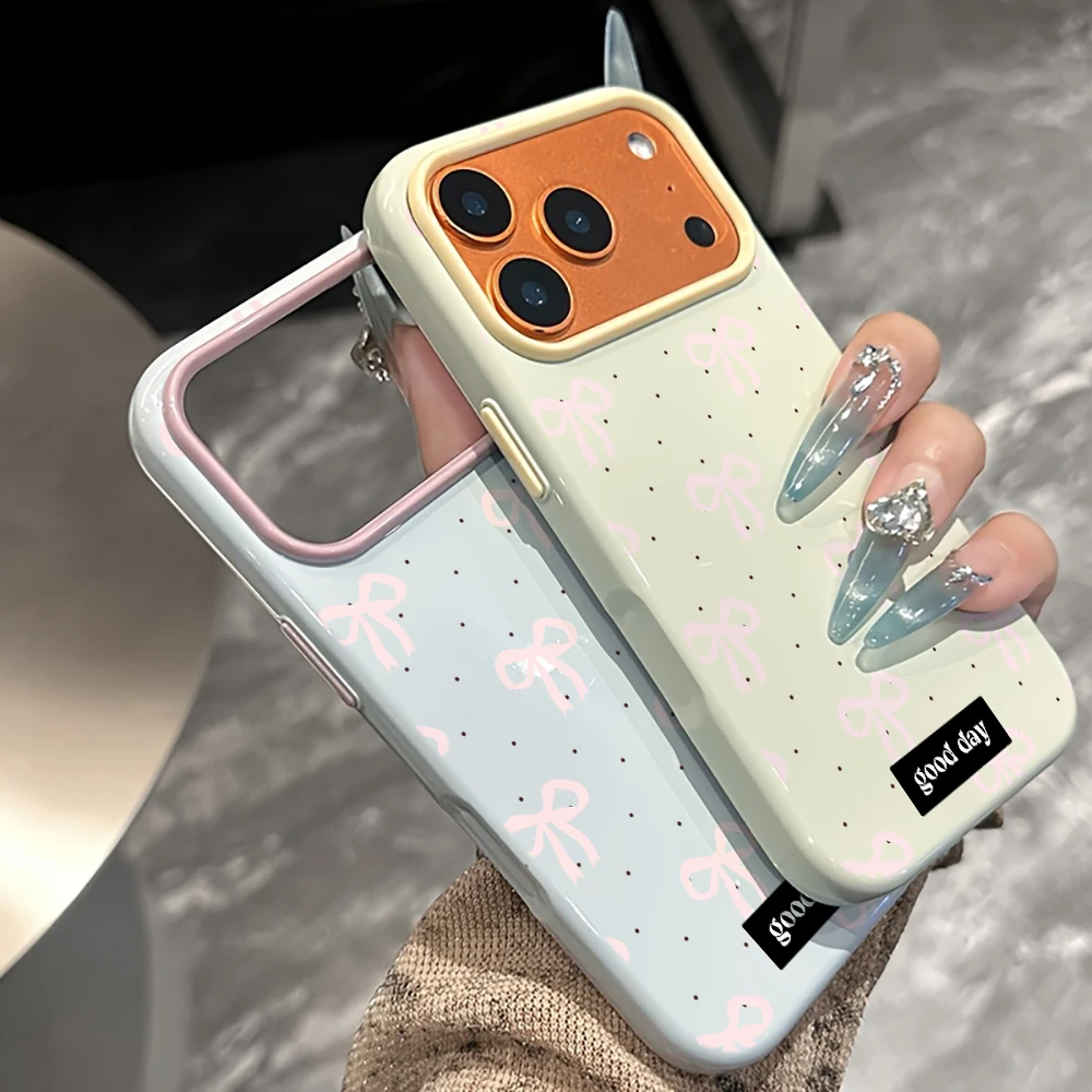 Chic Dopamine Pink Polka Dot Bow Phone Case - Soft Silicone TPU Cover