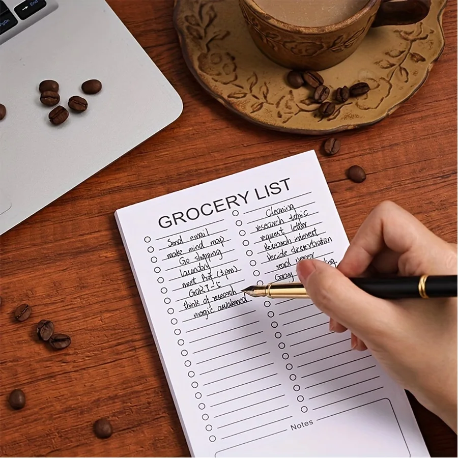 1pc Fridge Magnetic Shopping List Pad, White Magnetic Memo Pad, Fully Magnetic Grocery List Pad, 60 Sheets Per Pad-office 2