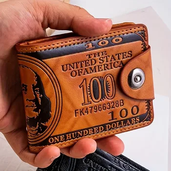 Portafoglio da uomo in vera pelle sottile bifold con blocco RFID Porta carte di credito di grande capacità con stampa di denaro Design di fatture degli Stati Uniti