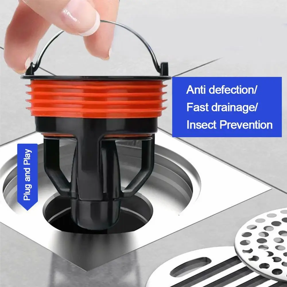 Black Plastic Bathroom Floor Drain Odor Prevention Shower Drainer