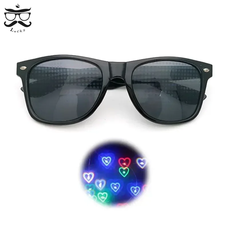 Fun Sunglasses Fireworks Glasses Diffraction Heart Special Effects Optical Mirror Dance Party Light Show Sunglasses 3