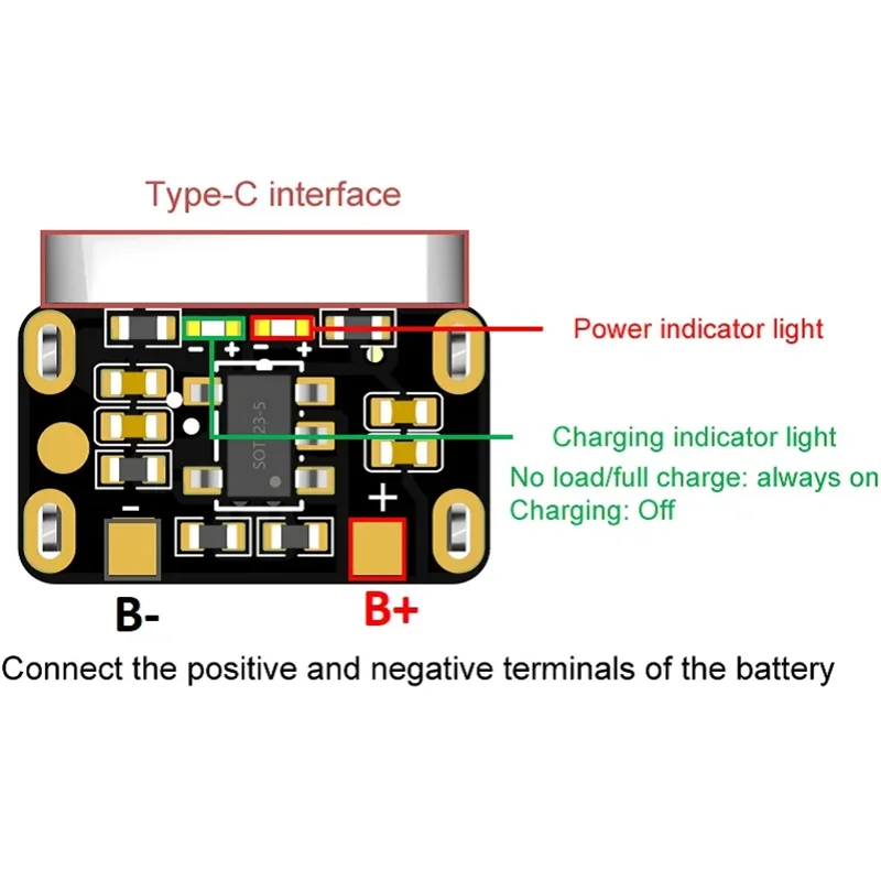 Chargeur batterie lithium 18650 Type-C 4.2V 1A module protection