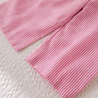 Humor Bear-Costumes d'été pour filles, ensemble deux pièces rose à rayures verticales, nœud en fibre, haut + pantalon, vêtements doux pour enfants 6