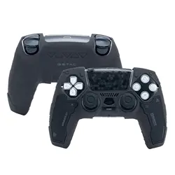 Enhanced Black Controller Skin Set with Thumb Grips and Stickers - Protective Cover (Black)