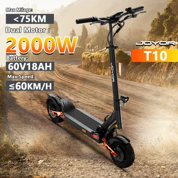 JOYOR T10 E-Scooter 2000W Doppio Motore 60V18Ah Forte Capacità di Arrampicata Scooter Elettrico 10 "Pneumatico Fuoristrada Freno Idraulico EScooter