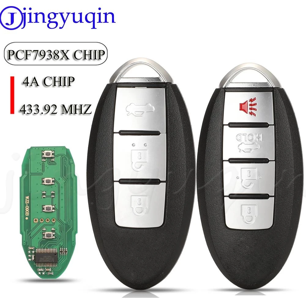 

Jingyuqin S180144311 / S180144324 для Nissan Teana 2016 дистанционный ключ-брелок от машины 433,92 Mhz 4A PCF7938X чип 3/4 кнопки KR5S180144014