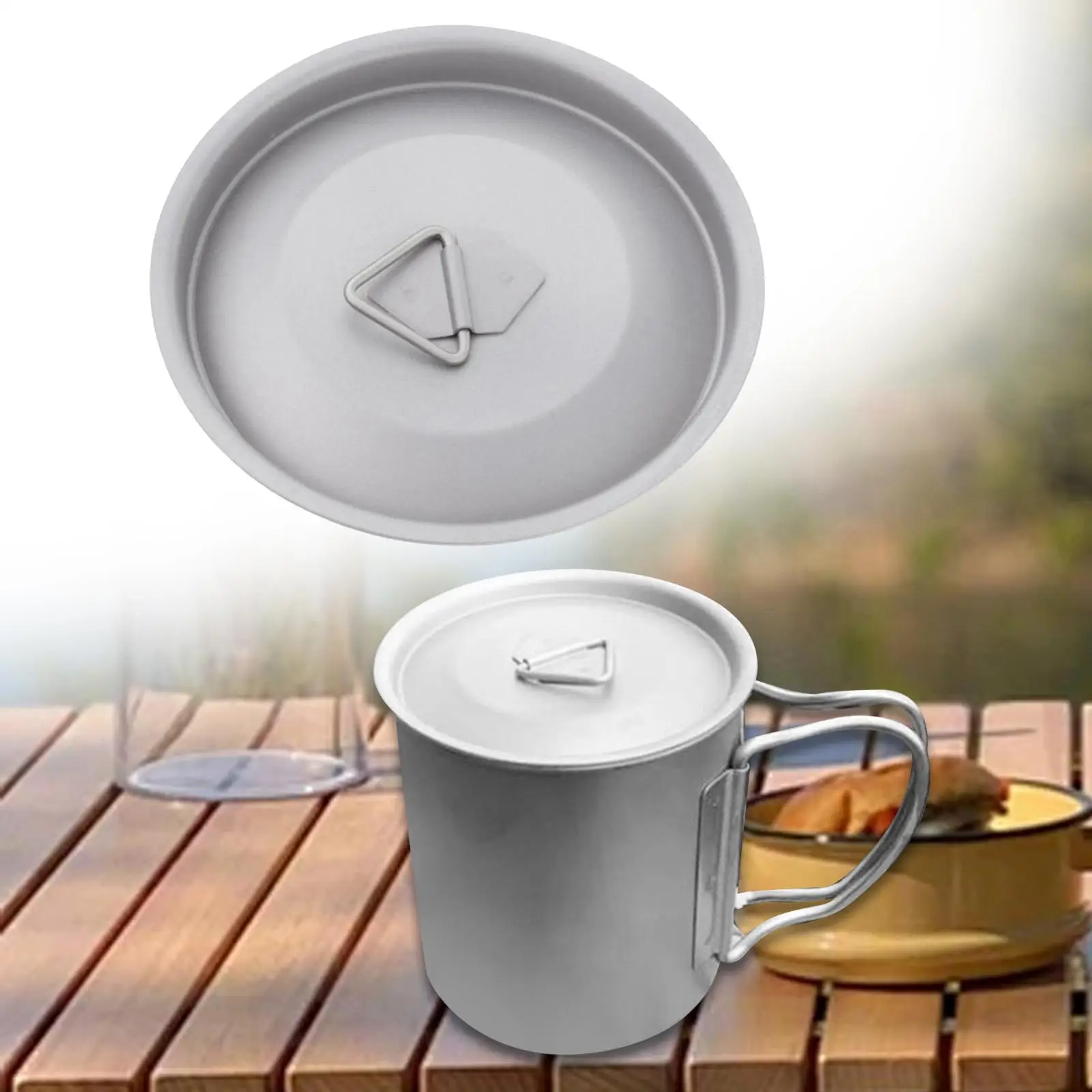 티타늄 물컵 뚜껑 조리기구, 캠핑 냄비 뚜껑, 바베큐 등산 배낭여행용 