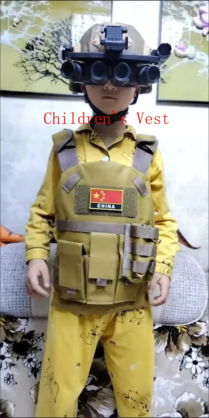 Child Nylon Webbed Gear Tactical Vest Body Armor Hunting Carrier Kid Accessories 6094 Pouch Camouflage Camo Training Vest 3
