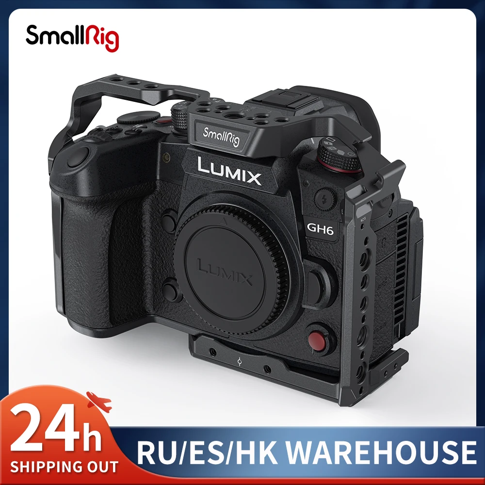 Smallrig Full Camera Cage Per Panasonic Lumix Gh6 Built-In Arca-Swiss Piastra A Sgancio Rapido Kit Gabbia Per Fotocamera Portatile 3784
