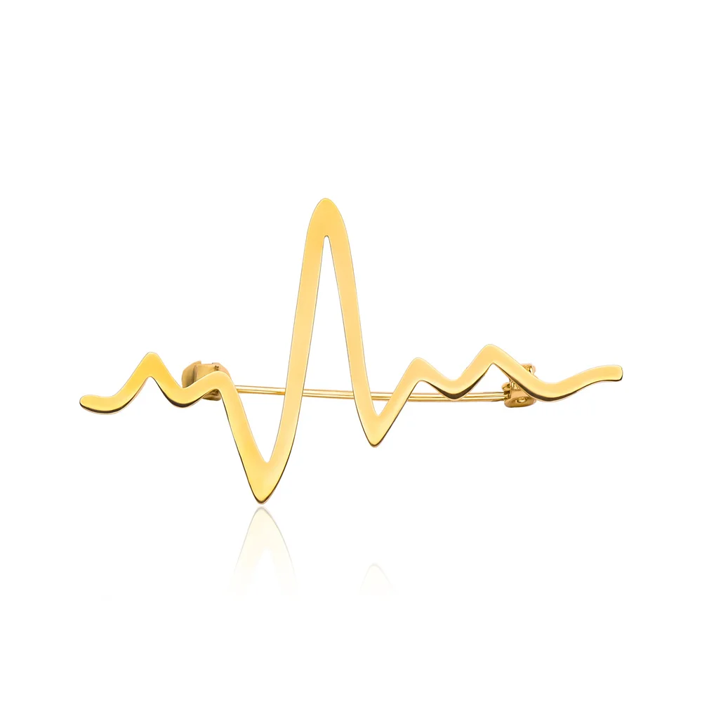 

Medical Electrocardiogram Pins Simple Hollow Trend Personalise Unisex Metal Brooch Coat Lapel Badge Accessories Doctor Jewelry